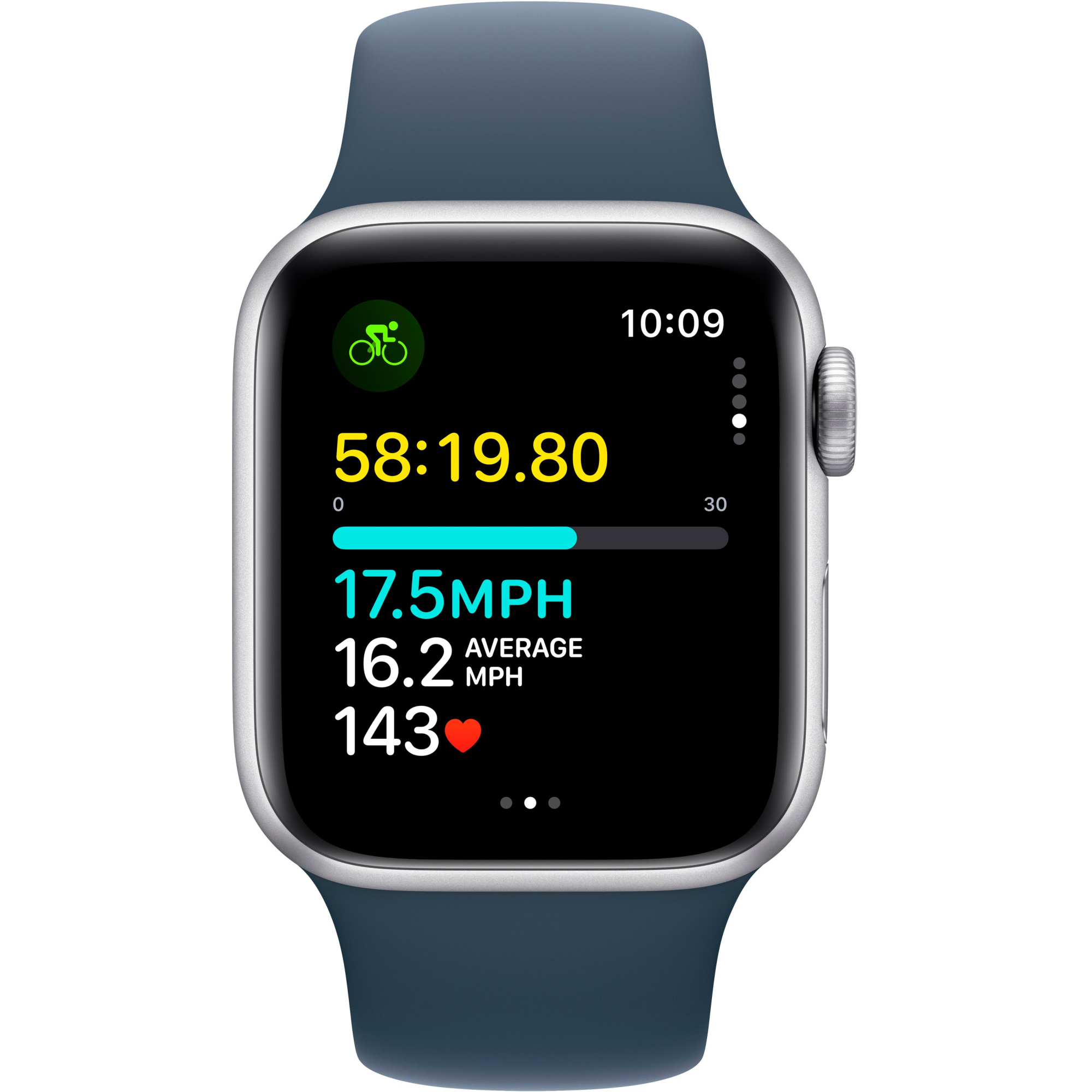 Apple Watch SE 2 2023 40mm GPS Silver Aluminum Case with Storm Blue Sport Band - M/L