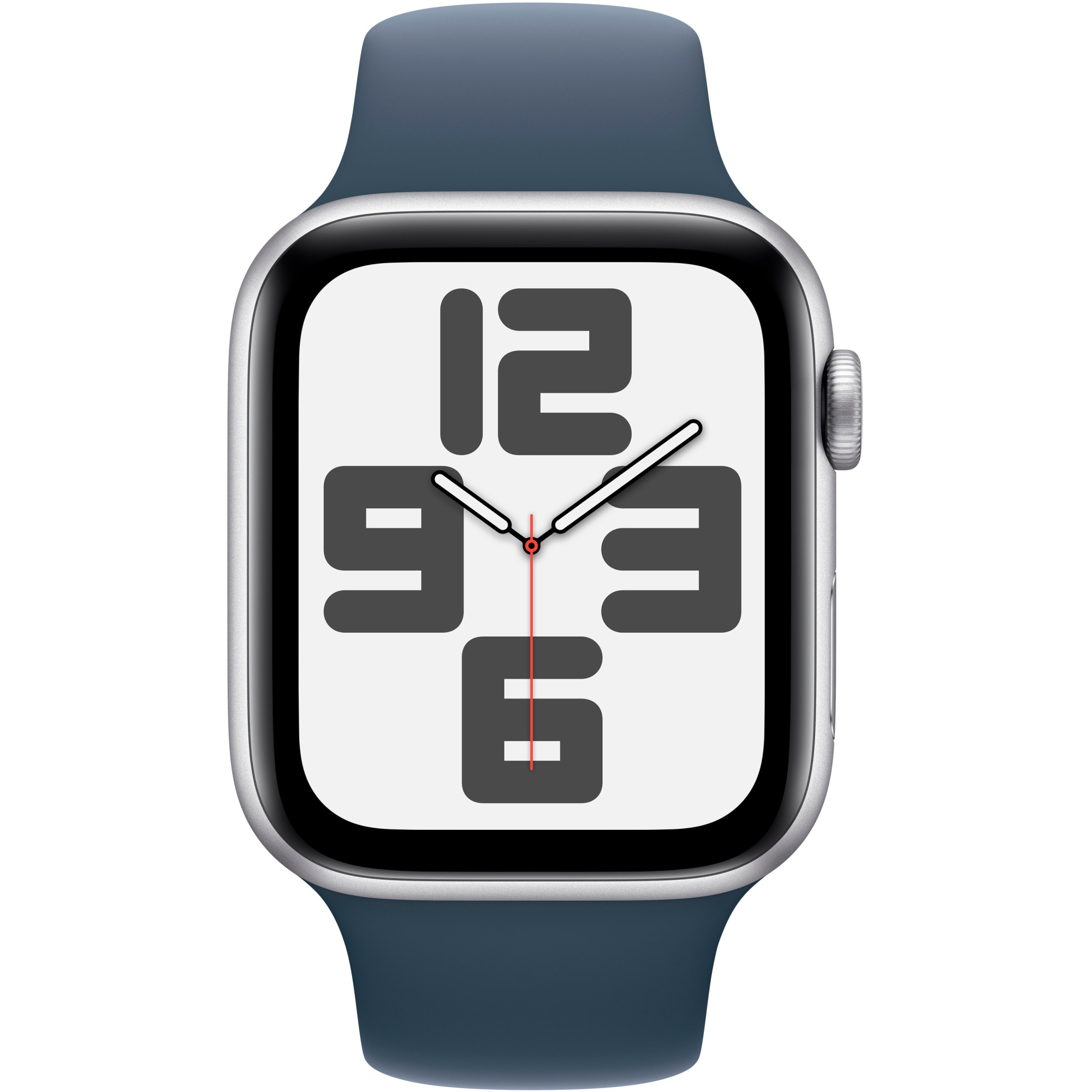 Apple Watch SE 2 2023 44mm GPS Silver Aluminum Case with Storm Blue Sport Band - M/L