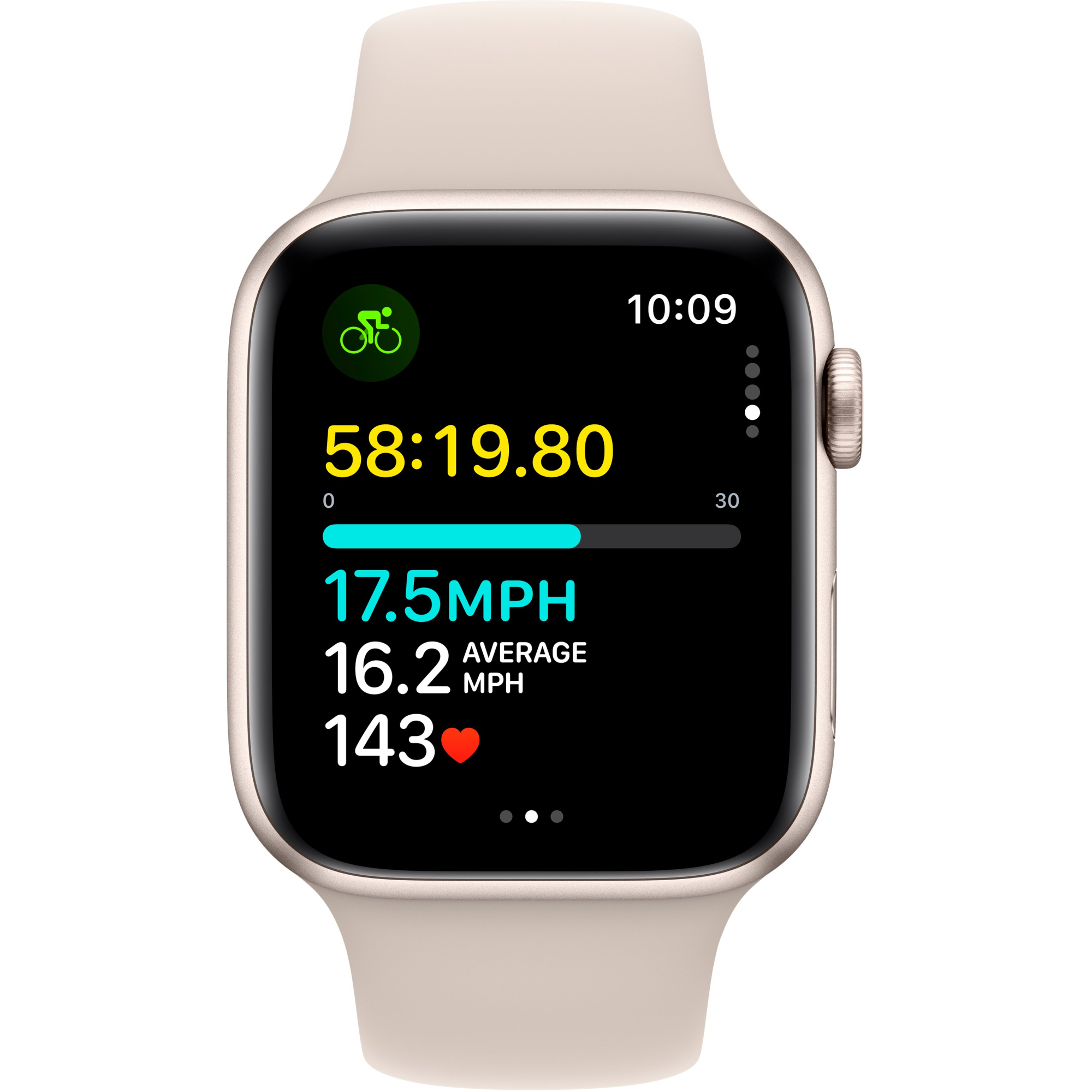 Apple Watch SE 2 2023 44mm GPS Starlight Aluminum Case with Starlight Sport Band - S/M