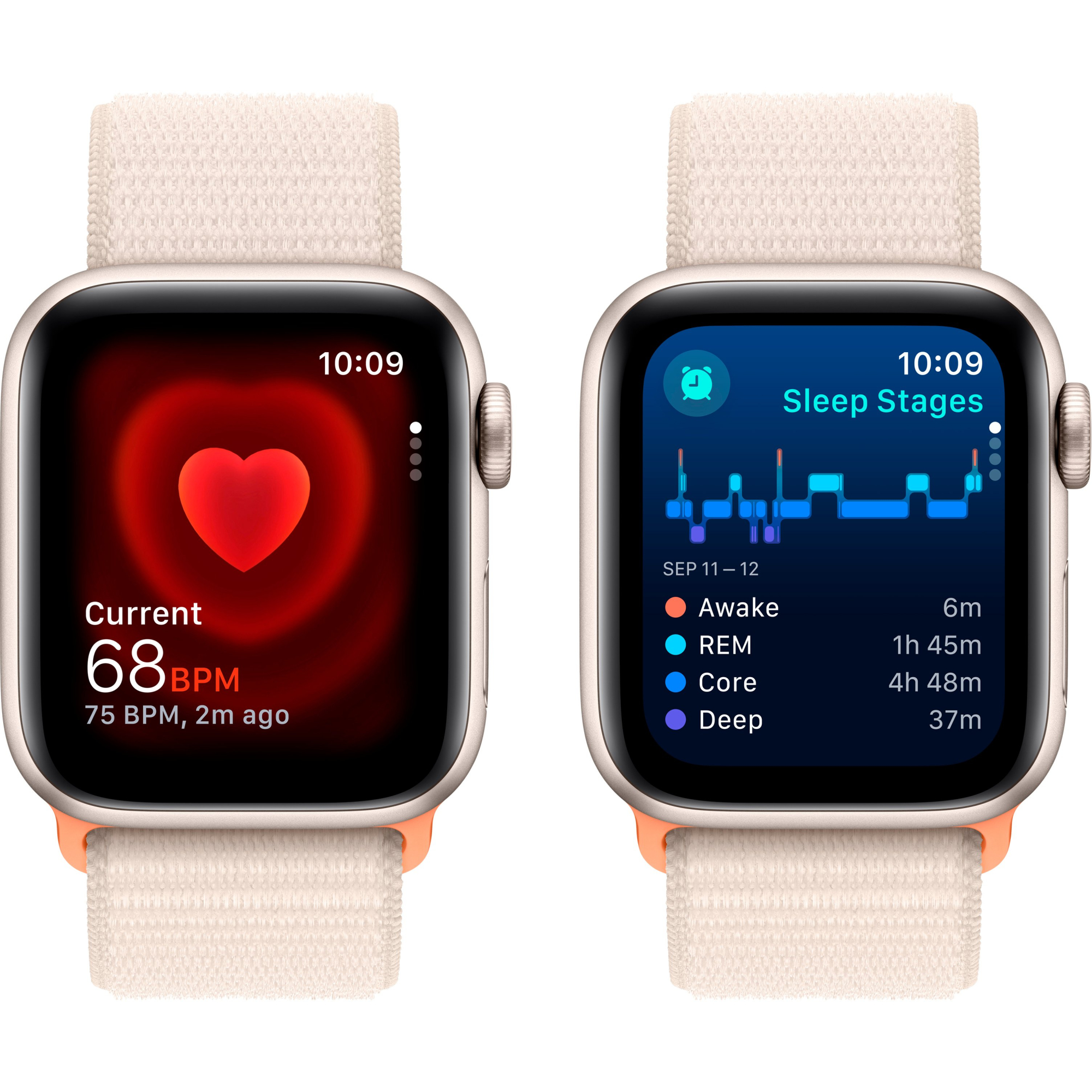 Apple Watch SE 2 2023 GPS 40mm Starlight Aluminium Case with Starlight Sport Loop