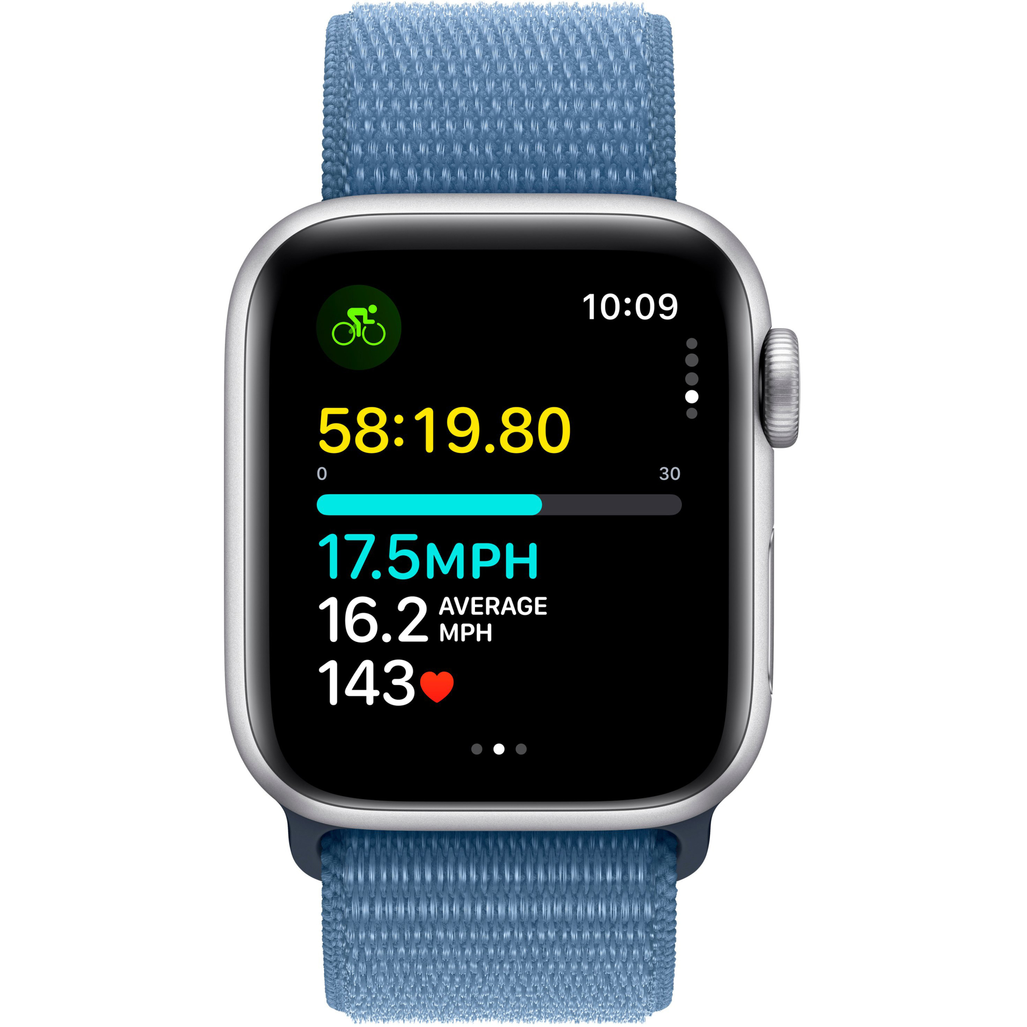 Apple Watch SE 2 2023 40mm GPS Silver Aluminum Case with Winter Blue Sport Loop