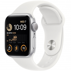 Apple Watch SE 2 2022 40mm Silver Aluminium Case with White Sport Band