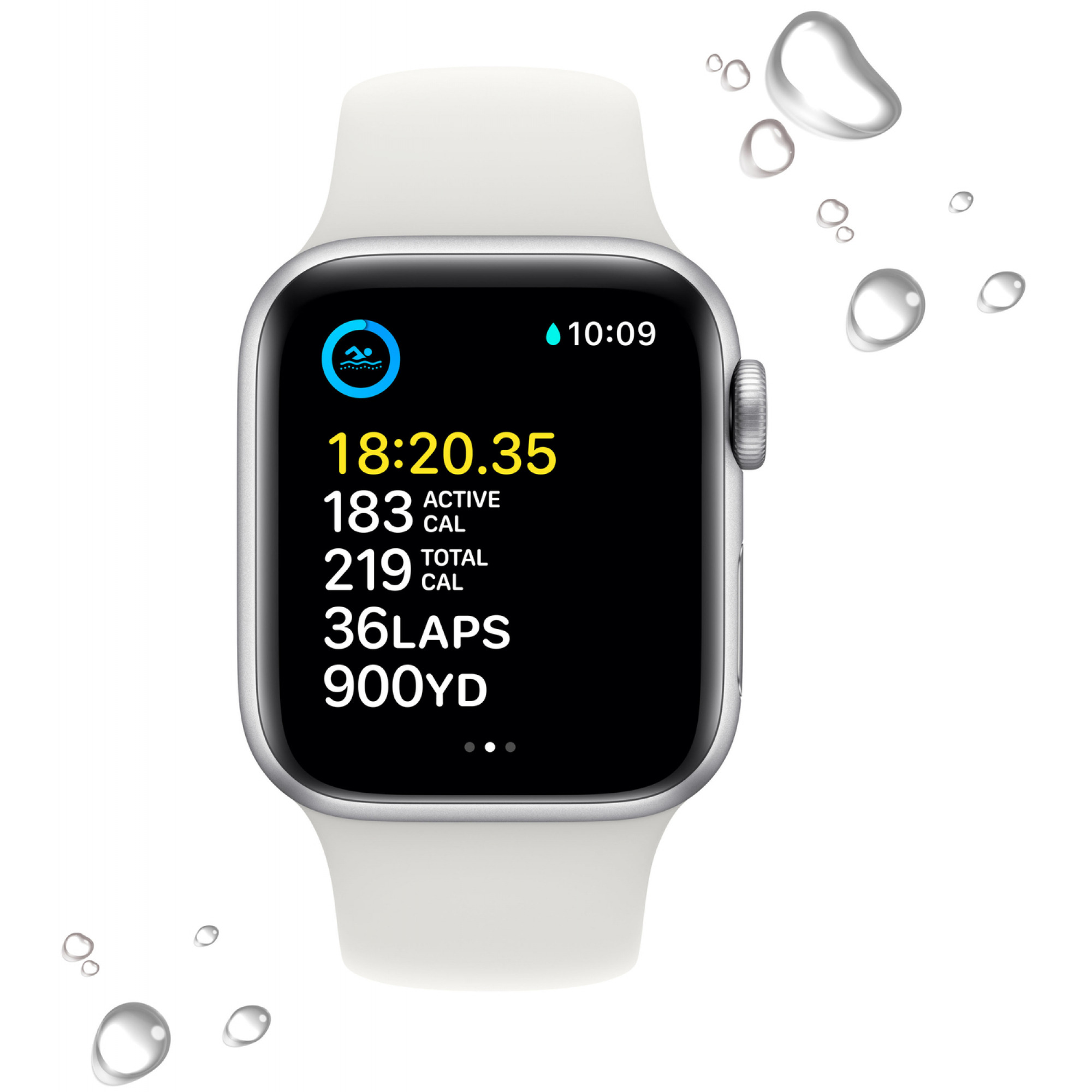 Apple Watch SE 2 2022 40mm Silver Aluminium Case with White Sport Band