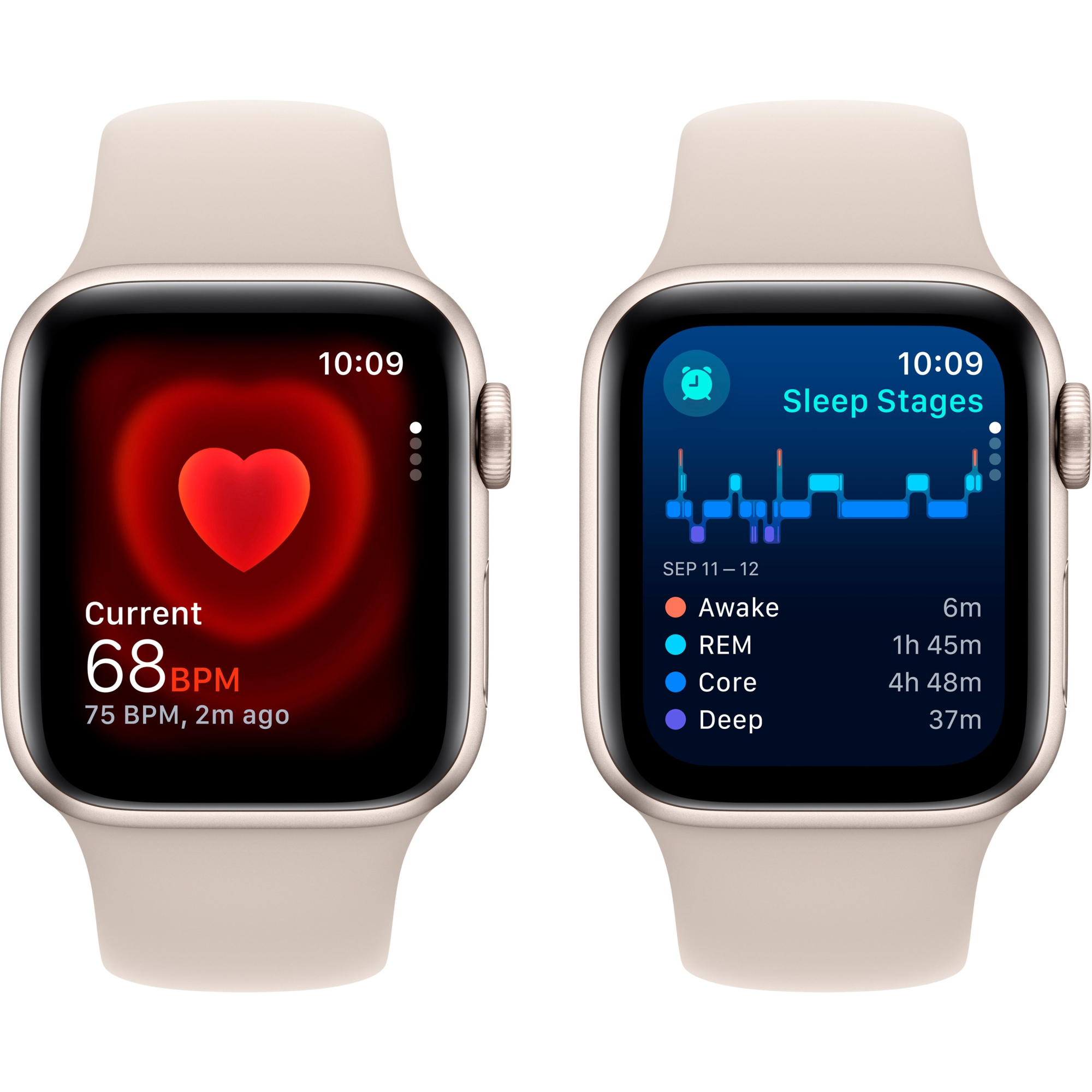 Apple Watch SE 2 2023 40mm GPS+LTE Starlight Aluminum Case with Starlight Sport Band - S/M