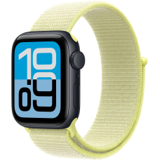 Apple Watch SE 3 GPS, 44mm Midnight Aluminum Case with Neon Yellow Sport Loop