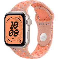 Apple Watch SE 3 GPS, 44mm Starlight Aluminum Case with Alpenglow Pink Nike Sport Band (S/M)