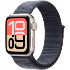 Apple Watch SE 3 GPS, 40mm Starlight Aluminum Case with Anchor Blue Sport Loop