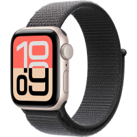 Apple Watch SE 3 GPS, 40mm Starlight Aluminum Case with Dark Gray Sport Loop