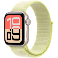 Apple Watch SE 3 GPS, 44mm Starlight Aluminum Case with Neon Yellow Sport Loop