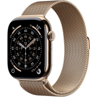 Apple Watch Series 11 42mm Gold Titanium Case with Gold Milanese Loop