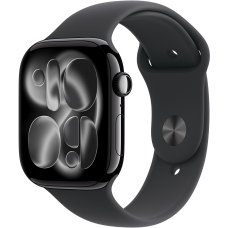 Apple Watch Series 11 GPS, 46mm Jet Black Aluminum Case with Black Sport Band - M/L