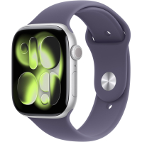 Apple Watch Series 11 GPS, 42mm Silver Aluminum Case with Purple Fog Sport Band - M/L