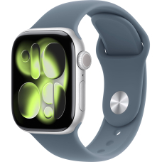 Apple Watch Series 11 GPS, 46mm Silver Aluminum Case with Anchor Blue Sport Band - M/L