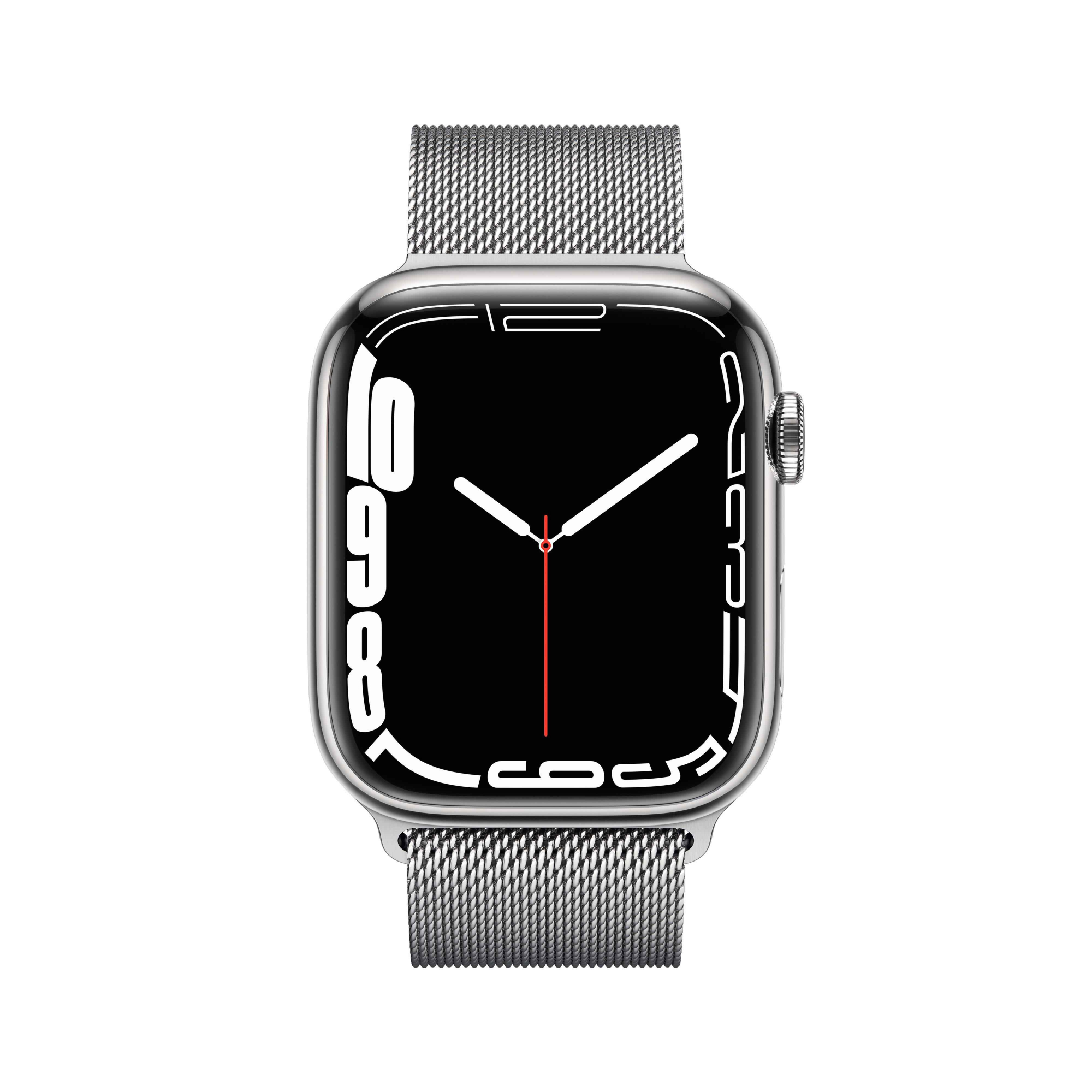 Apple Watch Series 7 GPS + LTE 45mm Silver Stainless Steel Case with Silver Milanese Loop