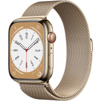 Apple Watch 8 45mm (GPS+LTE) Gold Stainless Steel Case with Gold Milanese Loop