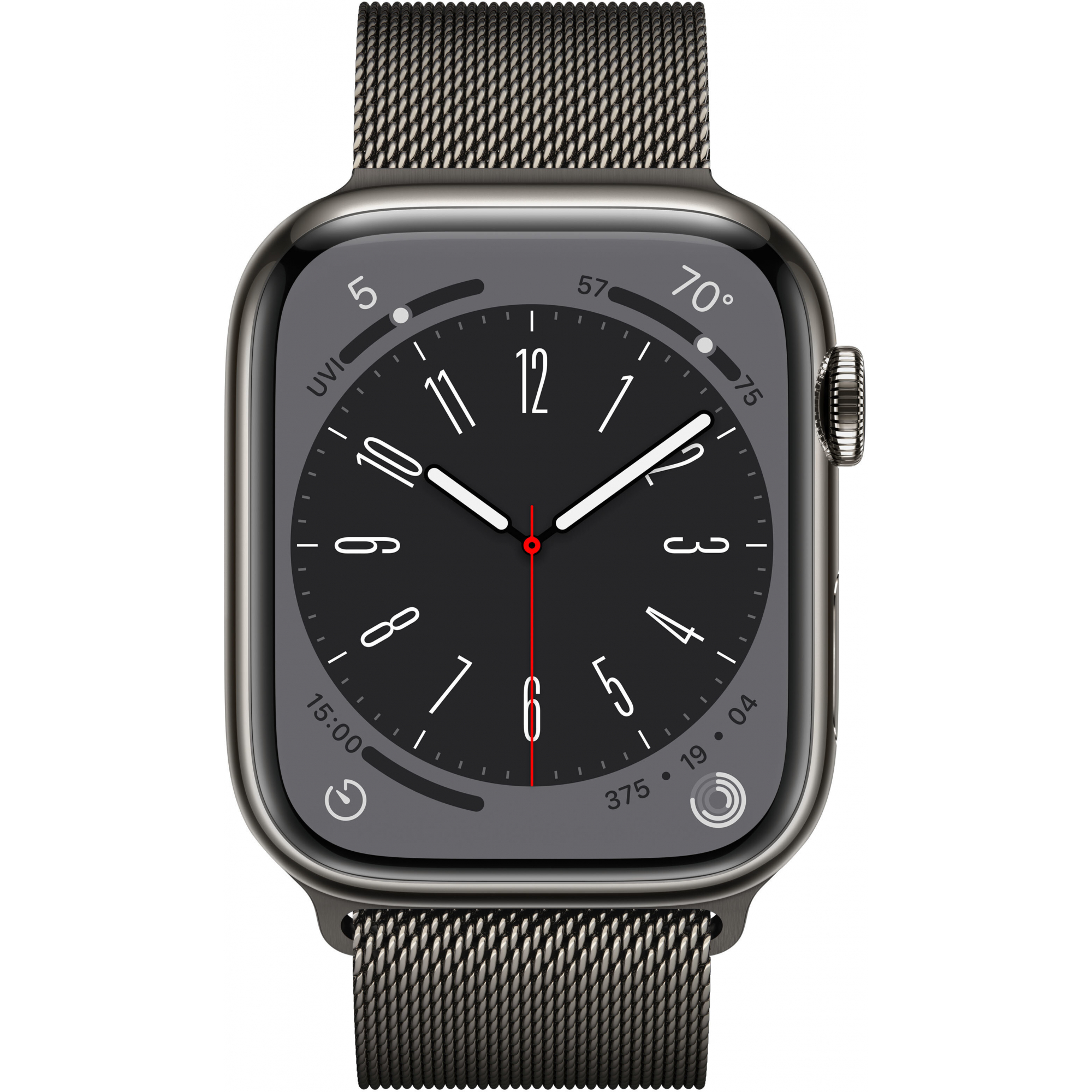 Apple Watch 8 45mm (GPS+LTE) Graphite Stainless Steel Case with Graphite Milanese Loop