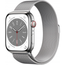 Apple Watch 8 45mm (GPS+LTE) Silver Stainless Steel Case with Milanese Loop Silver
