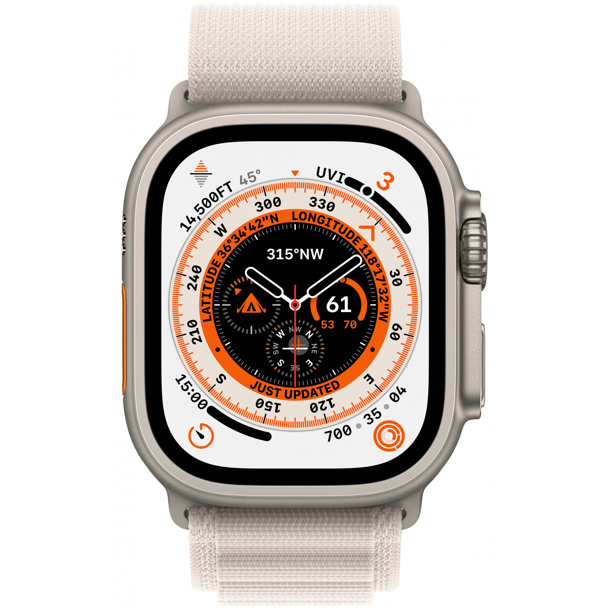 Apple Watch Ultra 49mm Titanium Case with Starlight Alpine Loop Large