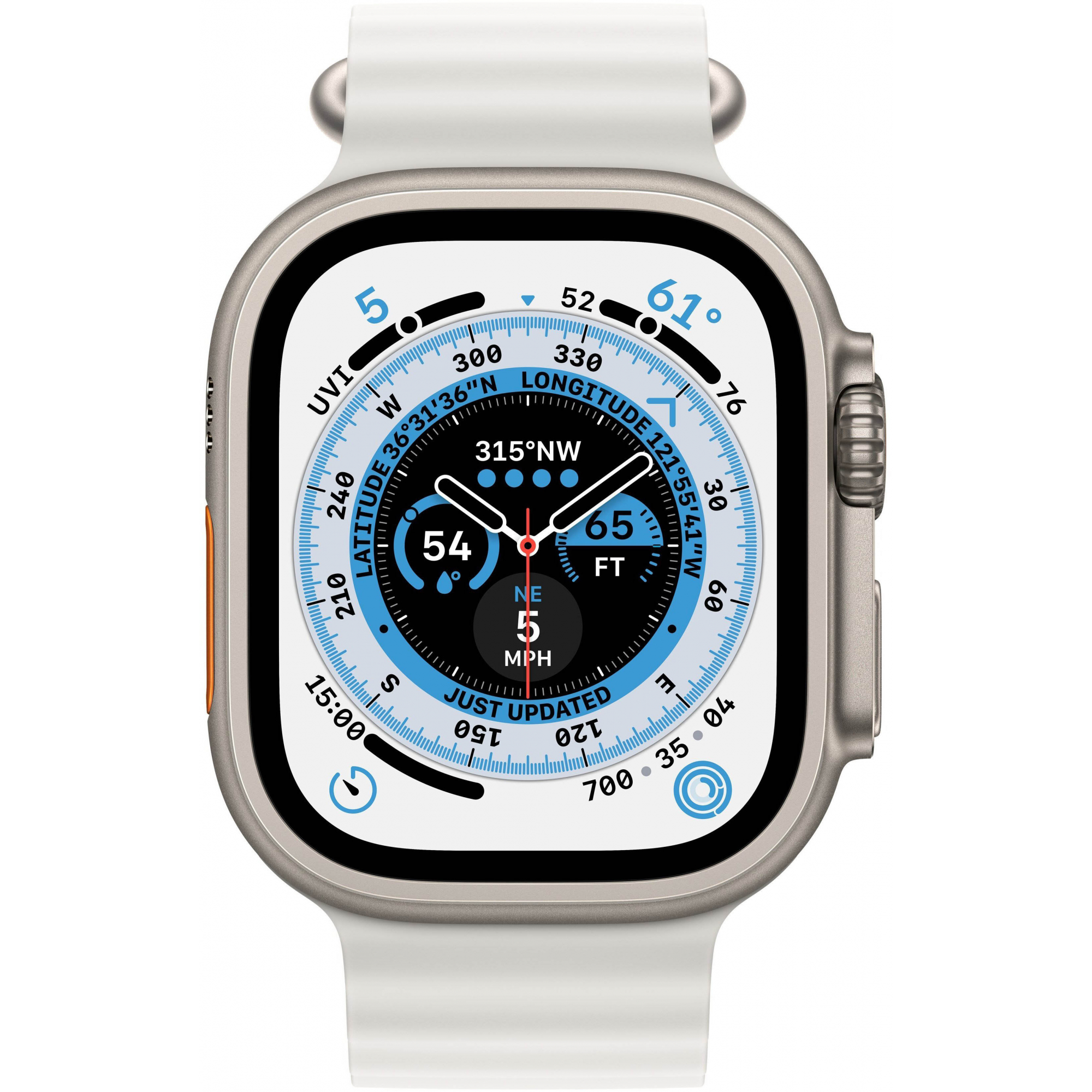Apple Watch Ultra 49mm Titanium Case with White Ocean Band