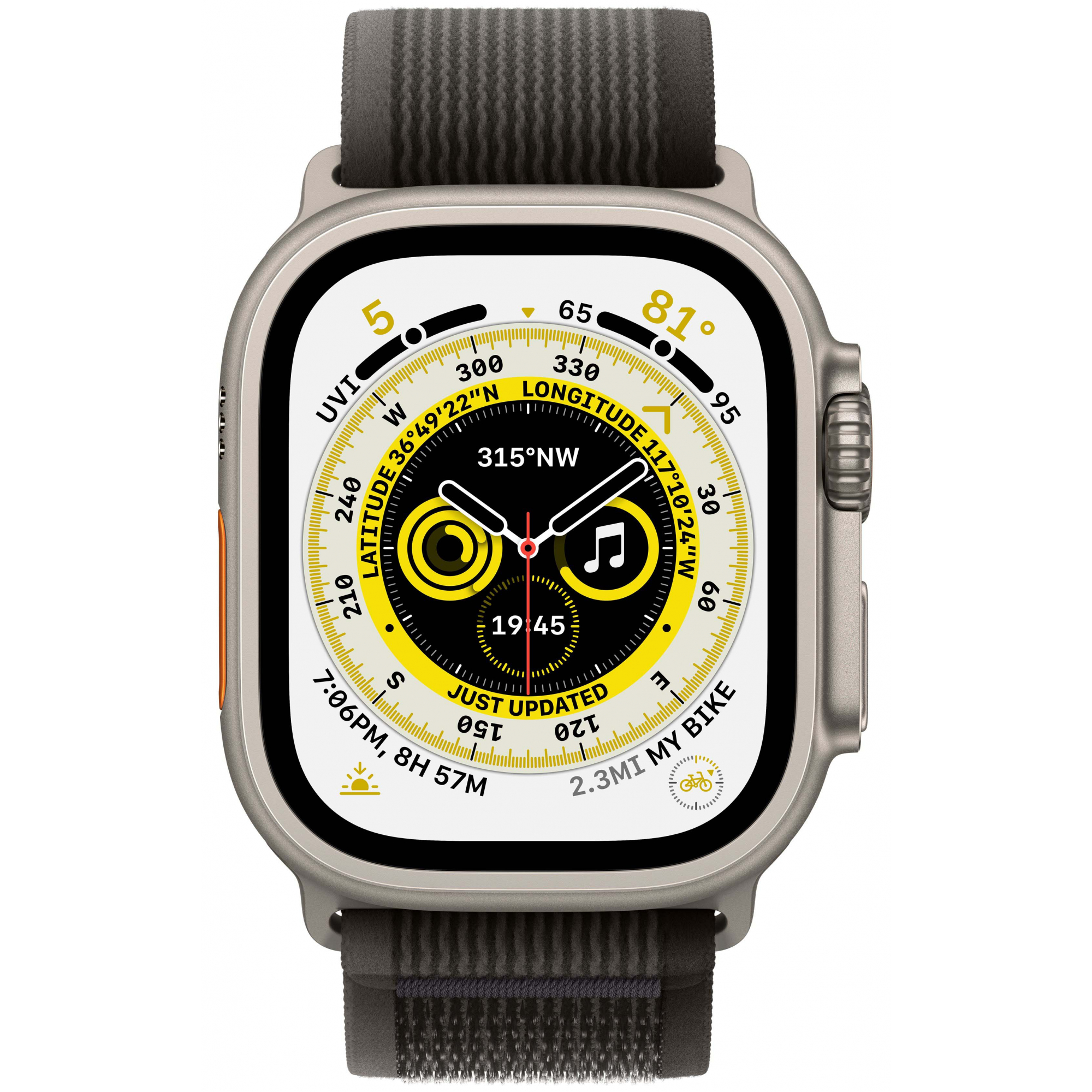 Apple Watch Ultra 49mm Titanium Case with Black/Gray Trail Loop M/L