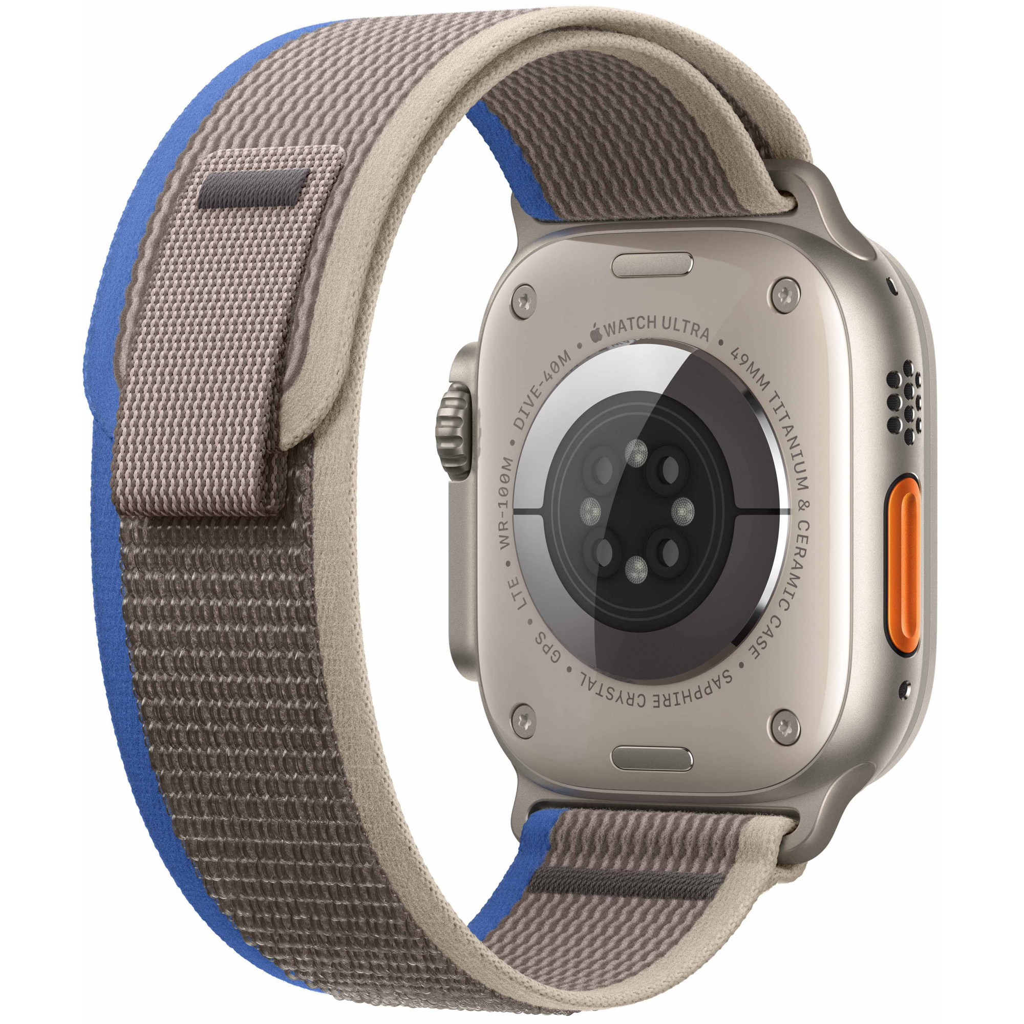 Apple Watch Ultra 49mm Titanium Case with Blue/Gray Trail Loop M/L