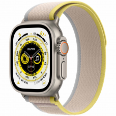 Apple Watch Ultra 49mm Titanium Case with Yellow/Beige Trail Loop M/L