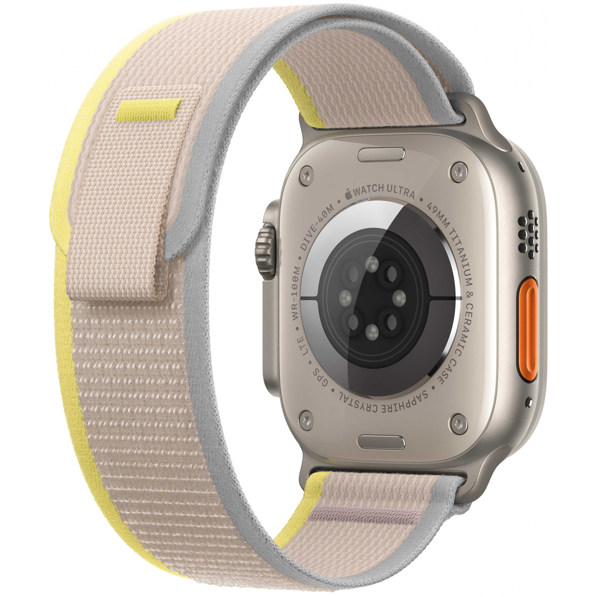 Apple Watch Ultra 49mm Titanium Case with Yellow/Beige Trail Loop S/M