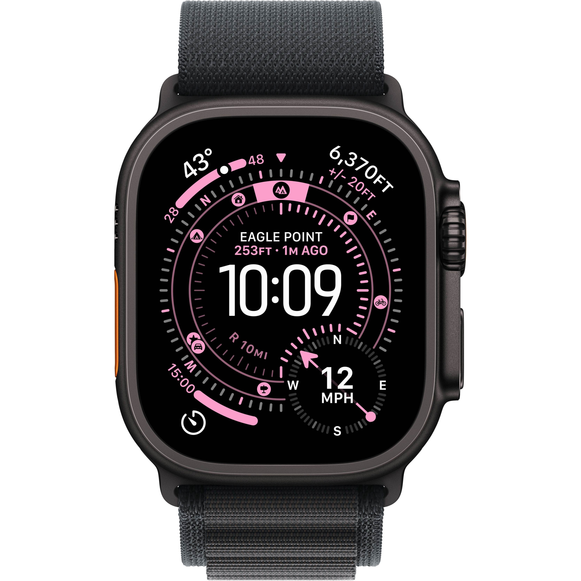 Apple Watch Ultra 3 GPS + Cellular, 49mm Black Titanium Case with Black Alpine Loop - Small