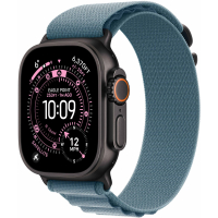 Apple Watch Ultra 3 GPS + Cellular, 49mm Black Titanium Case with Light Blue Alpine Loop - Large