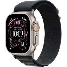 Apple Watch Ultra 3 GPS + Cellular, 49mm Natural Titanium Case with Black Alpine Loop - Small