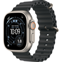 Apple Watch Ultra 3 GPS + Cellular, 49mm Natural Titanium Case with Black Ocean Band
