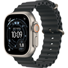 Apple Watch Ultra 3 GPS + Cellular, 49mm Natural Titanium Case with Black Ocean Band