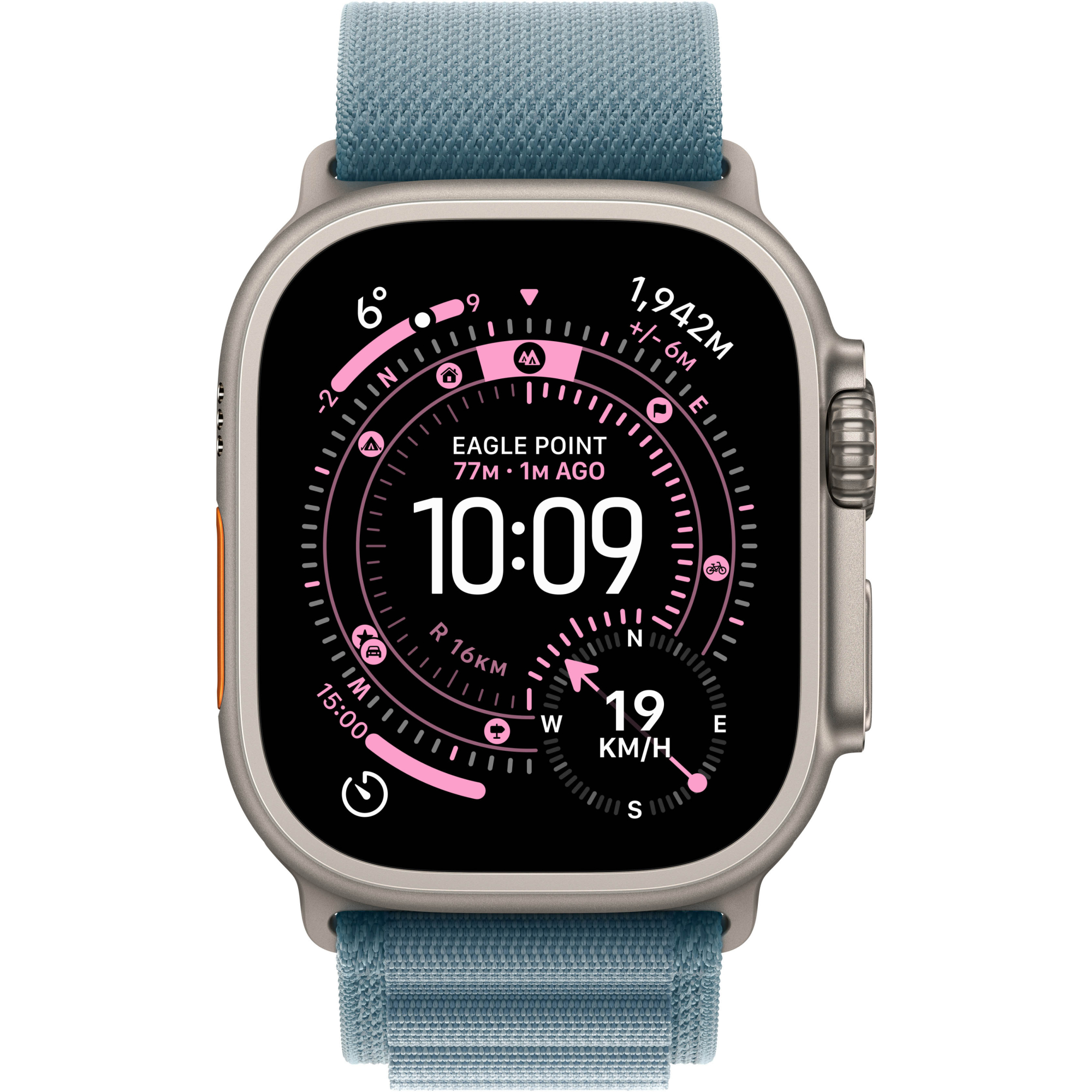 Apple Watch Ultra 3 GPS + Cellular, 49mm Natural Titanium Case with Light Blue Alpine Loop - Small