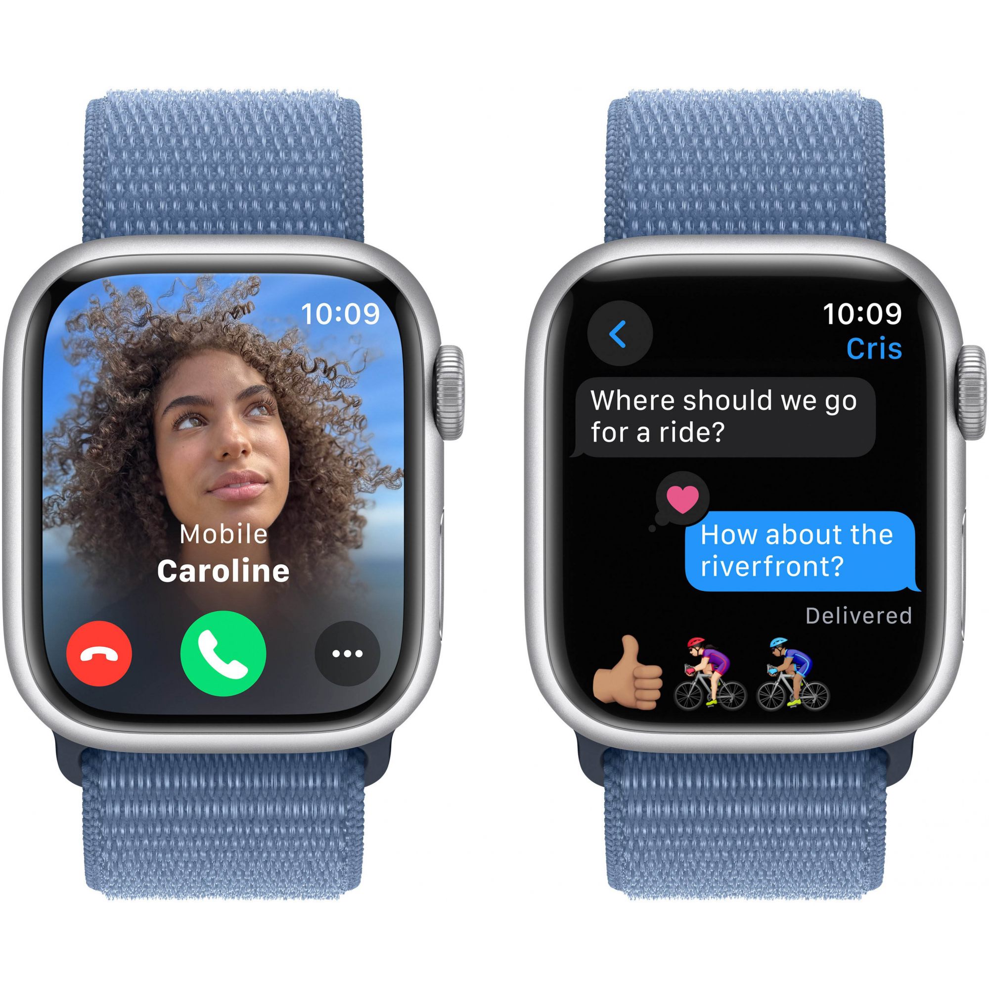 Apple Watch Series 9 GPS 41mm Silver Aluminum Case with Winter Blue Sport Loop