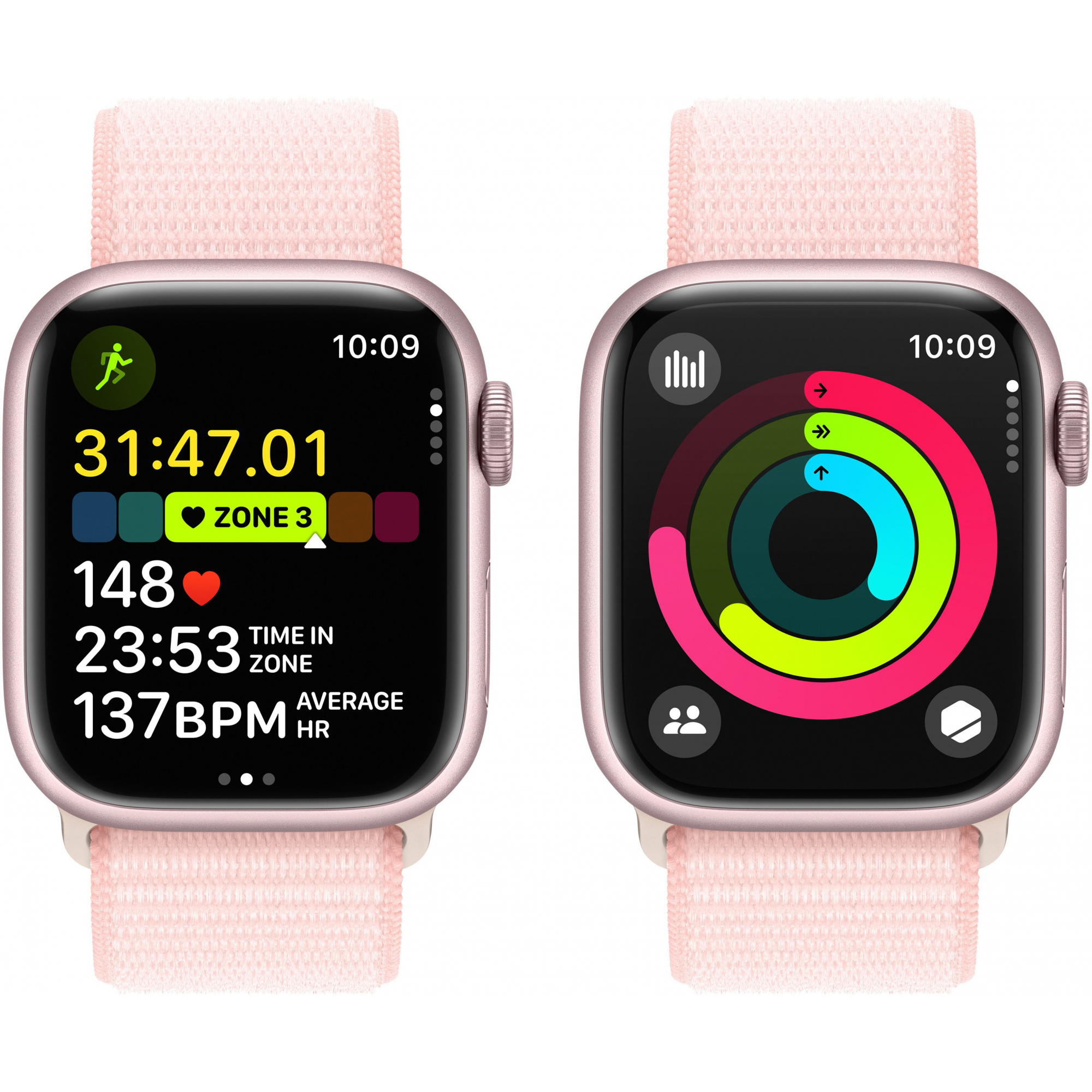 Apple Watch Series 9 GPS 41mm Pink Aluminum Case with Light Pink Sport Loop