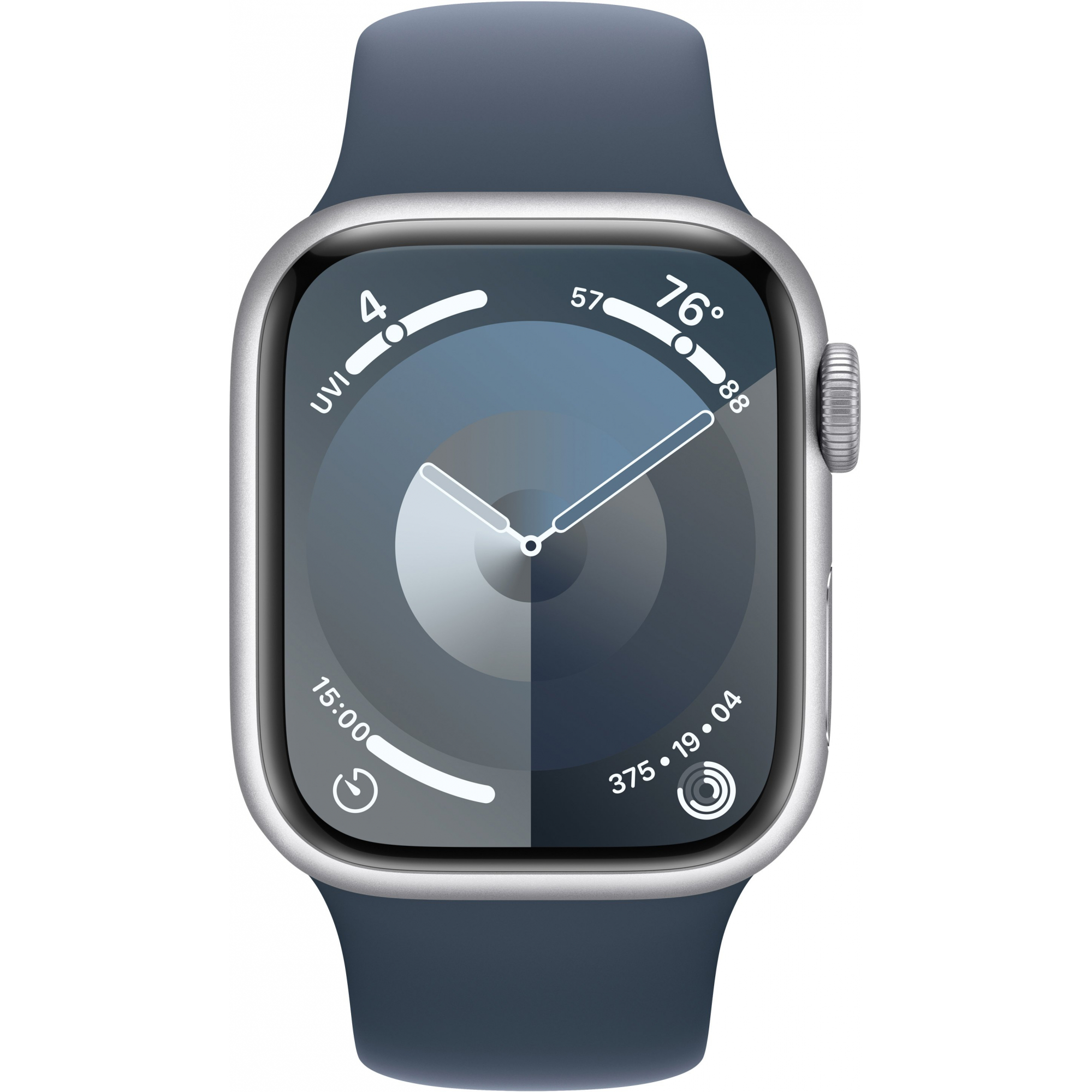 Apple Watch Series 9 41mm GPS Silver Aluminum Case with Storm Blue Sport Band (M/L)