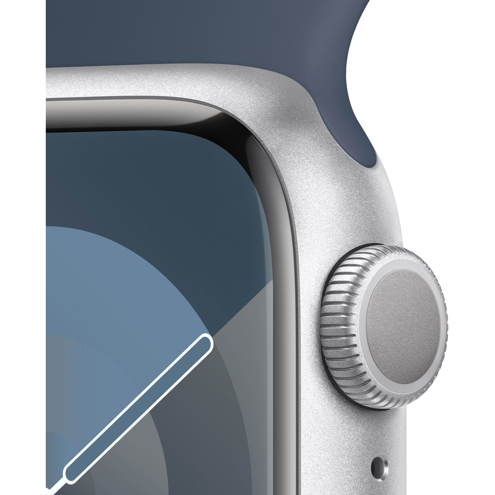 Apple Watch Series 9 41mm GPS Silver Aluminum Case with Storm Blue Sport Band (M/L)