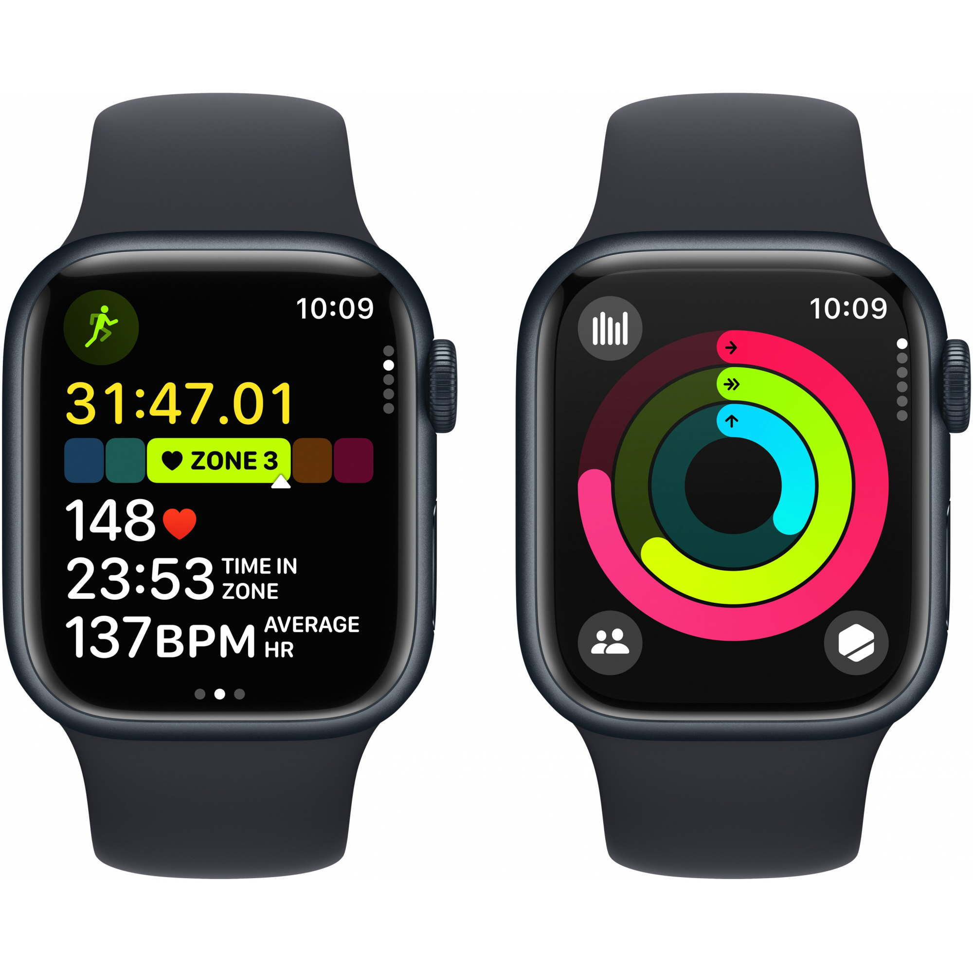 Apple Watch Series 9 41mm GPS Midnight Aluminum Case with Midnight Sport Band (M/L)