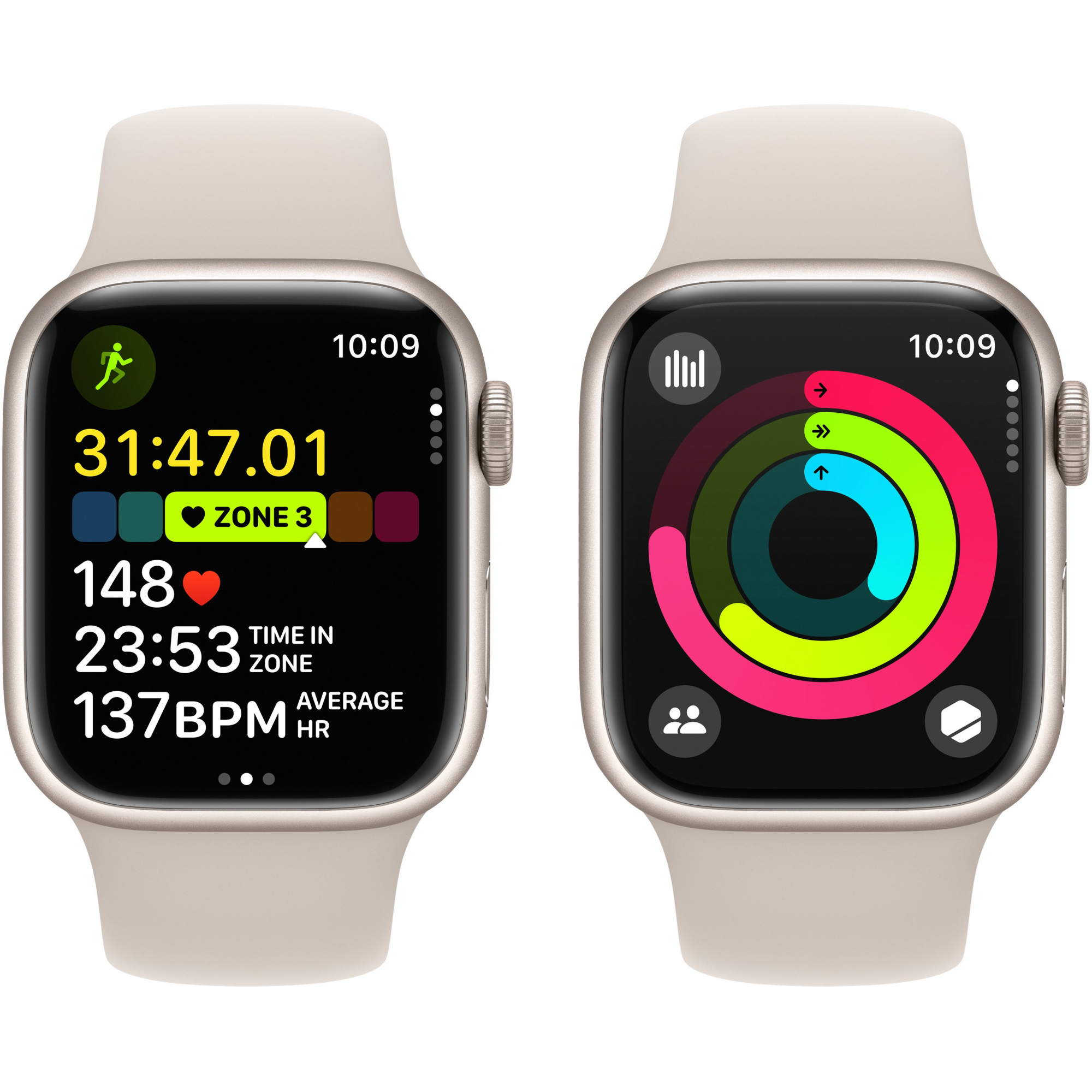 Apple Watch Series 9 41mm GPS Starlight Aluminum Case with Starlight Sport Band (M/L)