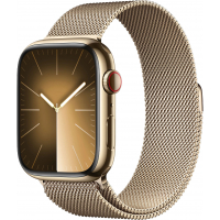 Apple Watch Series 9 GPS + LTE 41mm Gold Stainless Steel Case with Gold Milanese Loop