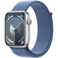 Apple Watch Series 9 GPS 45mm Silver Aluminum Case with Winter Blue Sport Loop