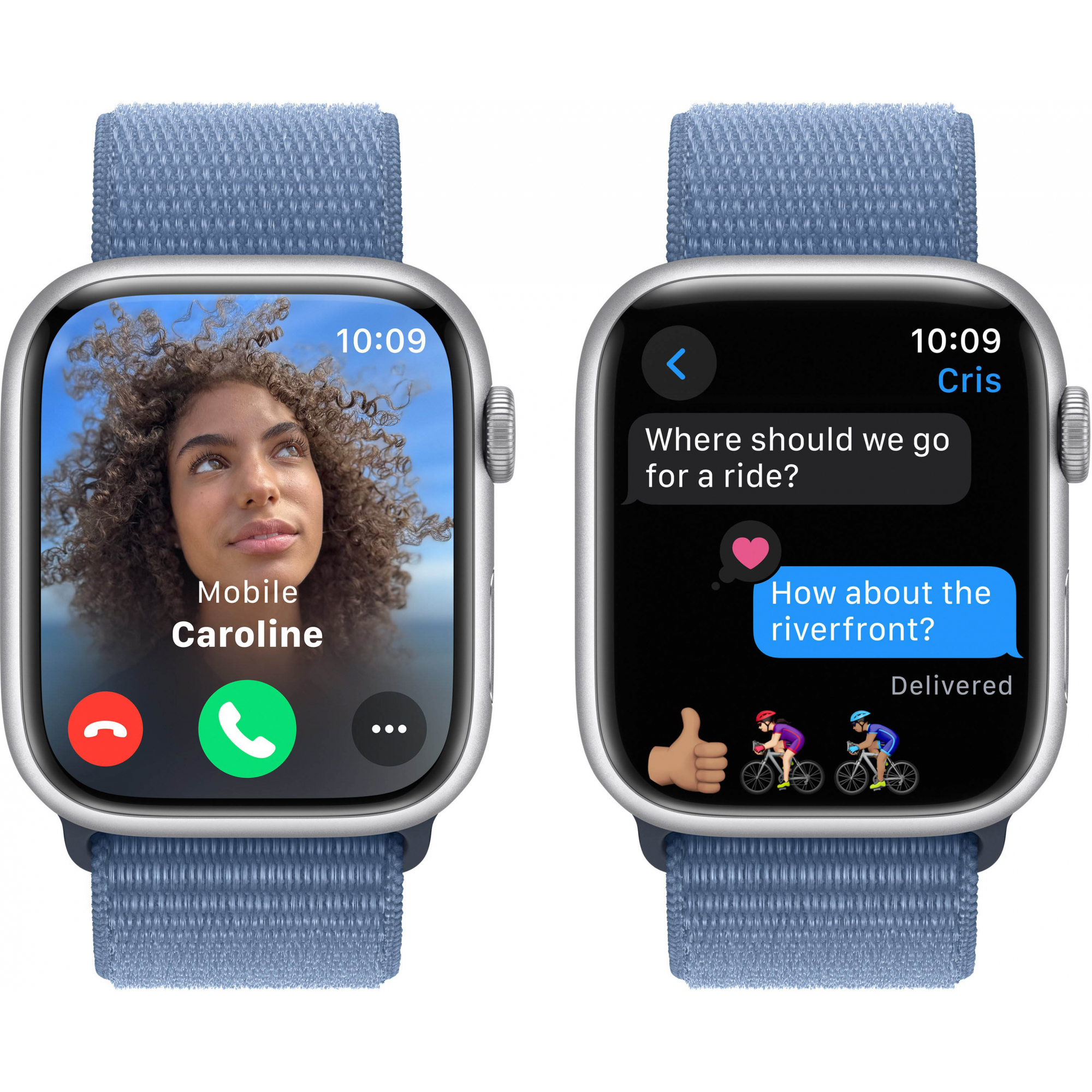Apple Watch Series 9 GPS 45mm Silver Aluminum Case with Winter Blue Sport Loop