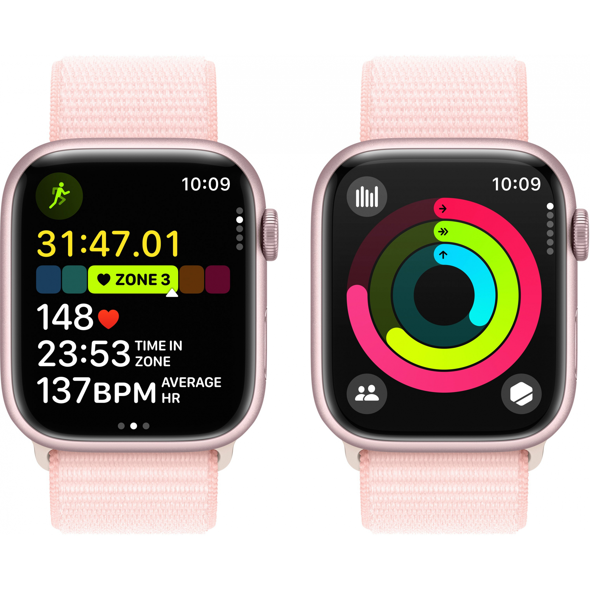 Apple Watch Series 9 GPS 45mm Pink Aluminum Case with Light Pink Sport Loop