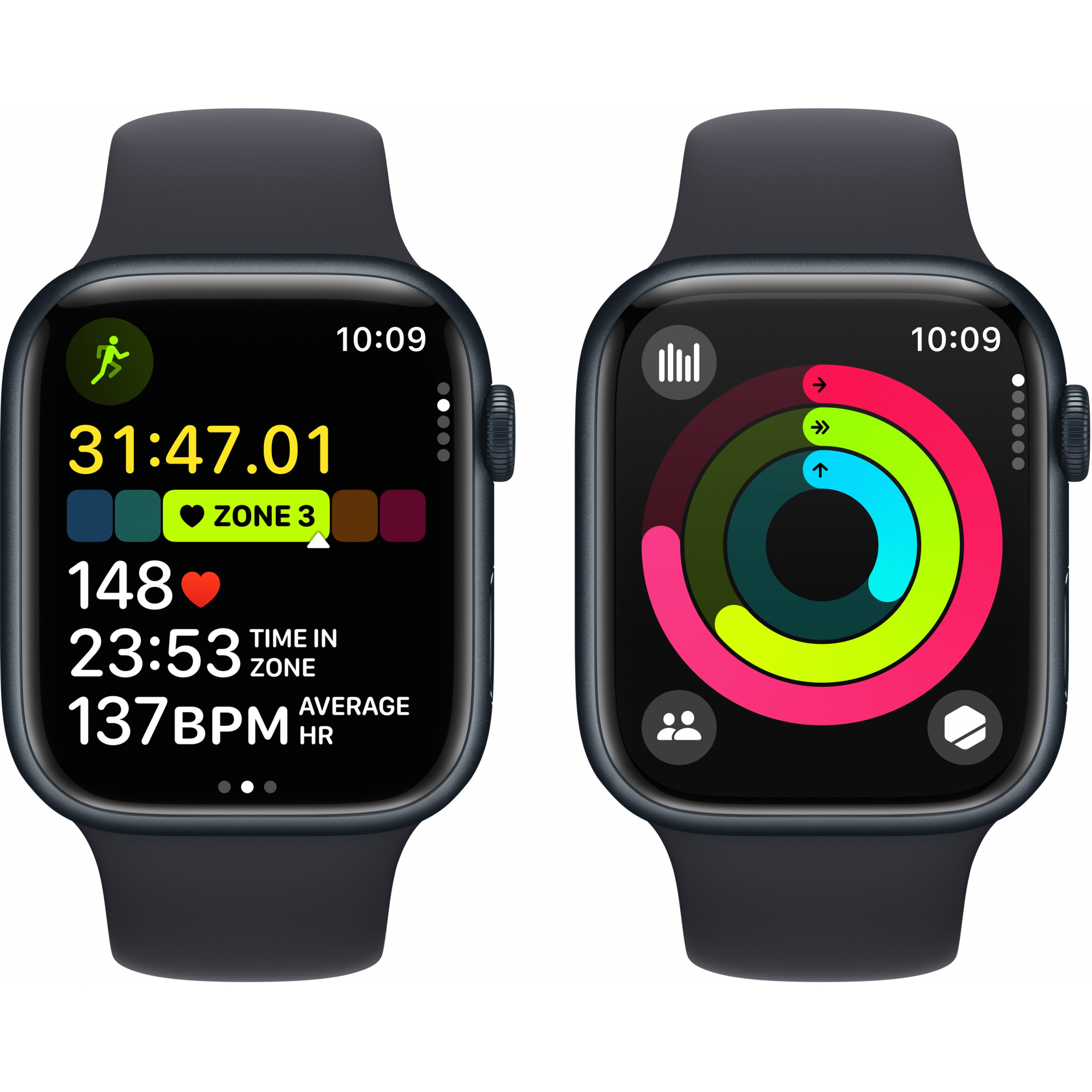Apple Watch Series 9 45mm GPS Midnight Aluminum Case with Midnight Sport Band (S/M)