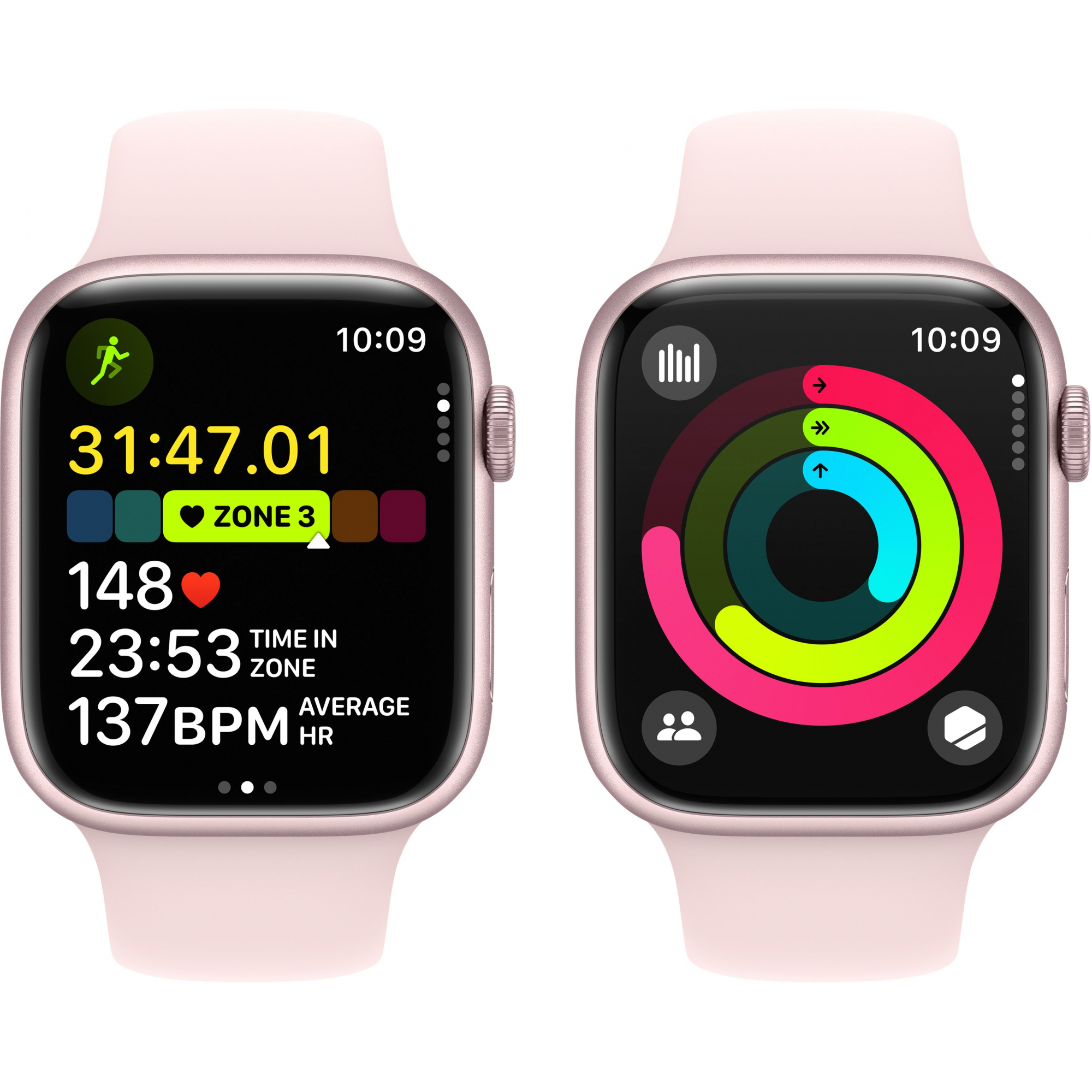 Apple Watch Series 9 45mm GPS Pink Aluminum Case with Light Pink Sport Band (M/L)