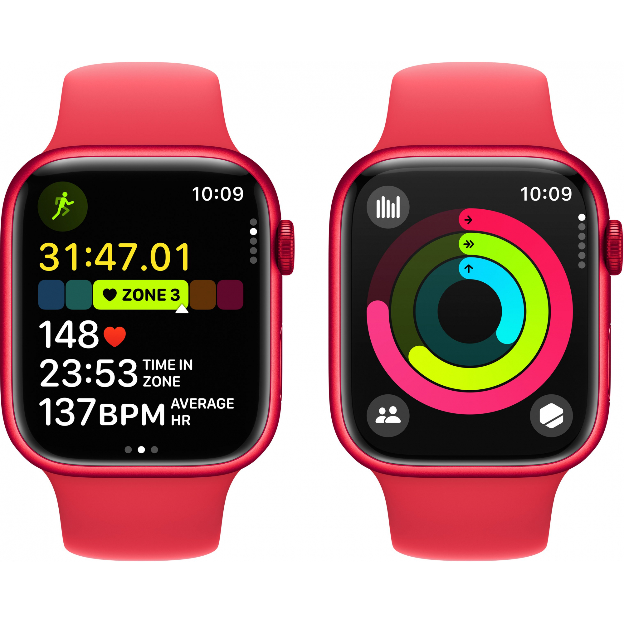 Apple Watch Series 9 45mm GPS (PRODUCT)RED Aluminum Case with Red Sport Band (S/M)