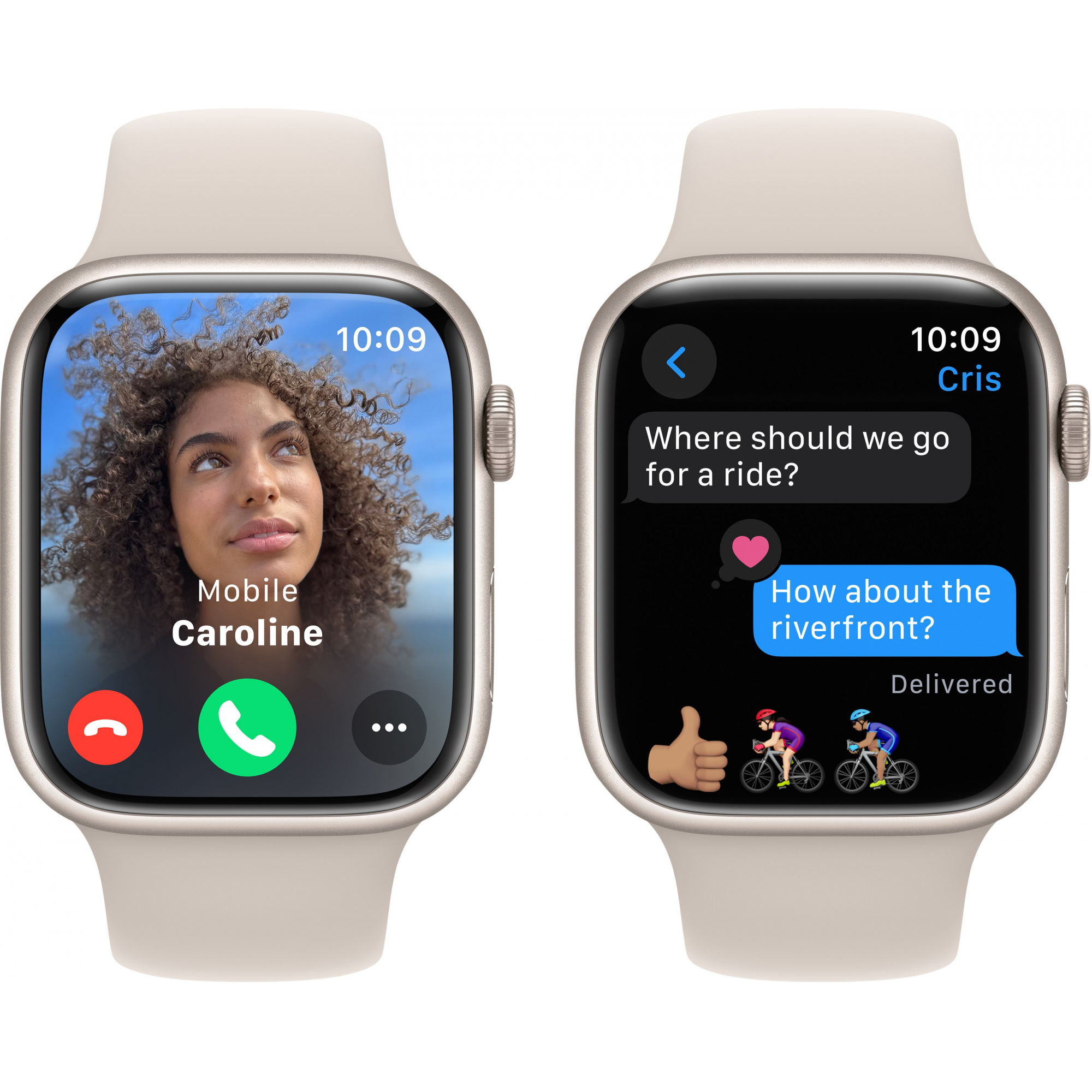 Apple Watch Series 9 45mm GPS Starlight Aluminum Case with Starlight Sport Band (M/L)