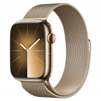 Apple Watch Series 9 GPS + LTE 45mm Gold Stainless Steel Case with Gold Milanese Loop