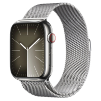 Apple Watch Series 9 GPS + LTE 45mm Silver Stainless Steel Case with Silver Milanese Loop