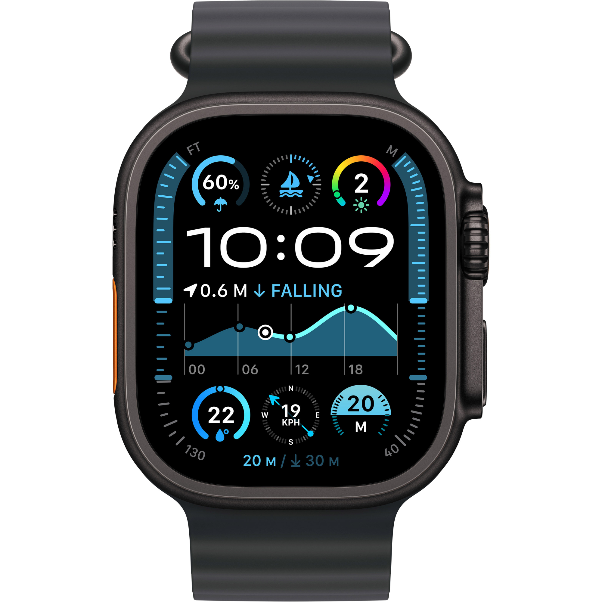 Apple Watch Ultra 2 49mm Black Titanium Case with Black Ocean Band 2024